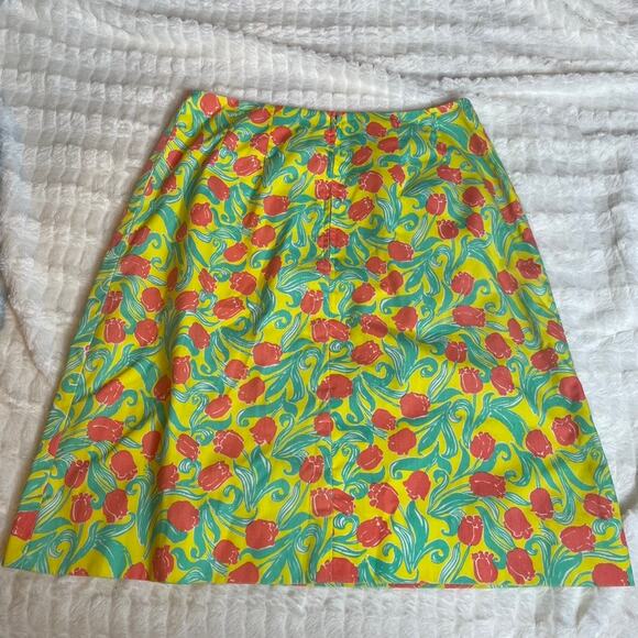 LILLY PULITZER 60s/70s Mini Skirt Tulip Floral Yellow‎ Vintage Retro Pocket - Picture 7 of 8
